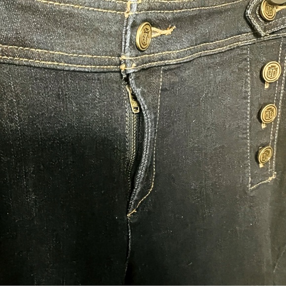 TALBOTS 10P WOMENS DARK WASH BUTTONS STRETCH COTTON BLEND DATE NIGHT 70'S JEANS - Picture 6 of 10